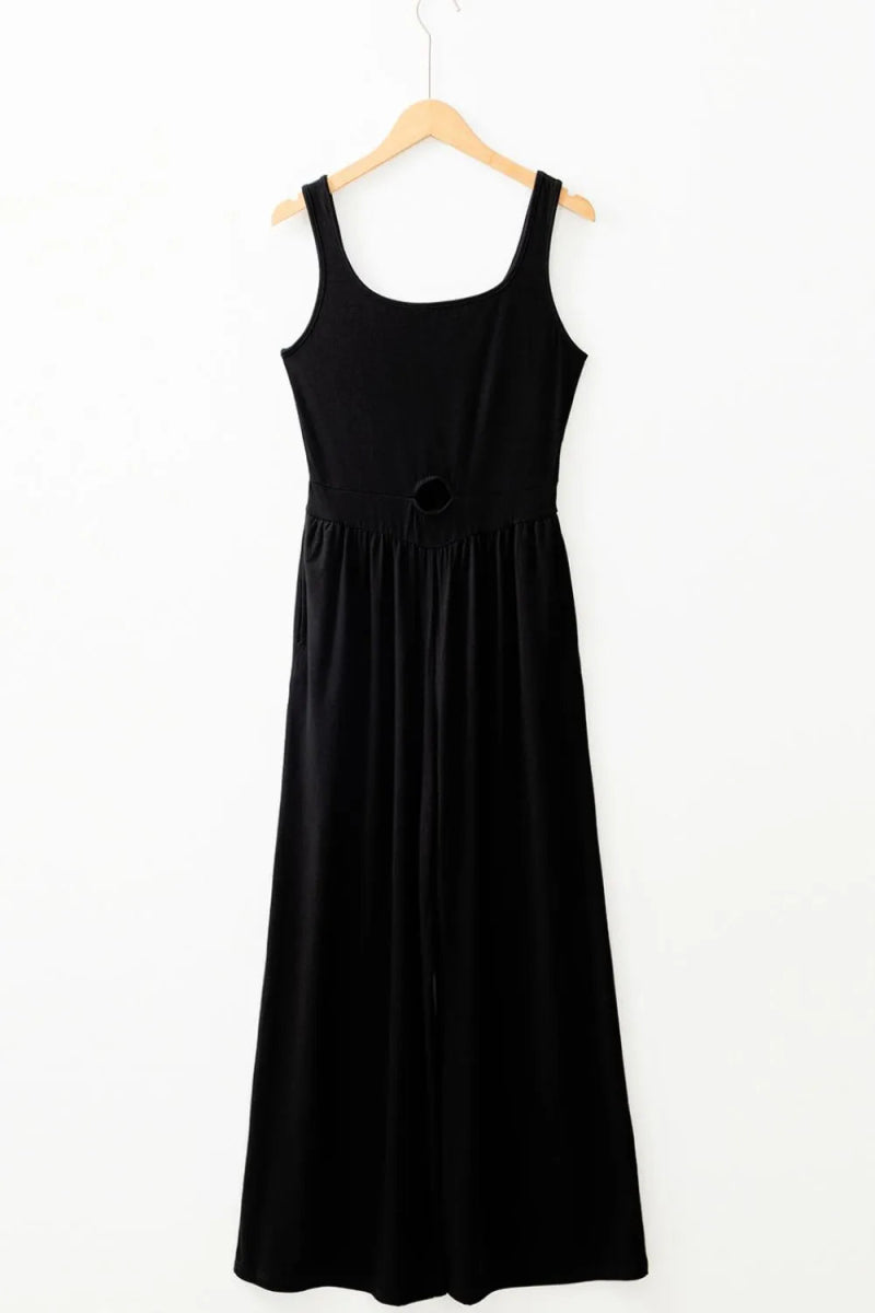 Cutout Scoop Neck Wide Strap Jumpsuit - CELIVINE