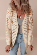Openwork Open Front Cardigan - CELIVINE