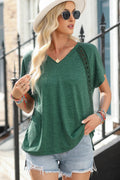 Heathered V - Neck Short Sleeve T-Shirt - CELIVINE