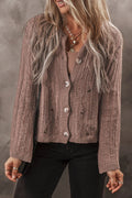 Button Up Long Sleeve Cardigan - CELIVINE