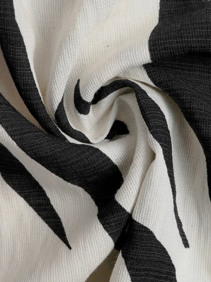 Printed Notched Sleeveless Midi Dress - CELIVINE