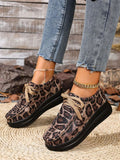 Leopard Round Toe Platform Loafers - CELIVINE