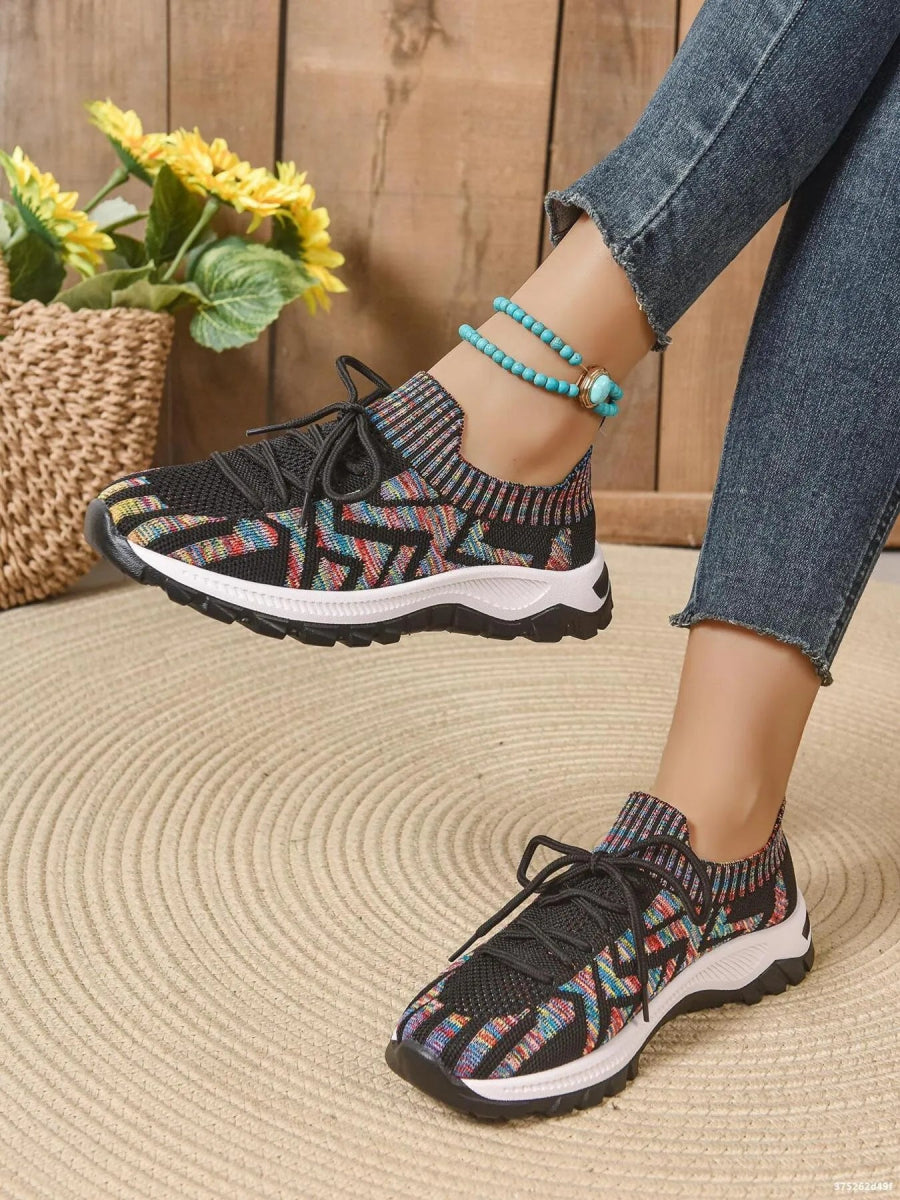 Mesh Knit Lace Up Athletic - CELIVINE