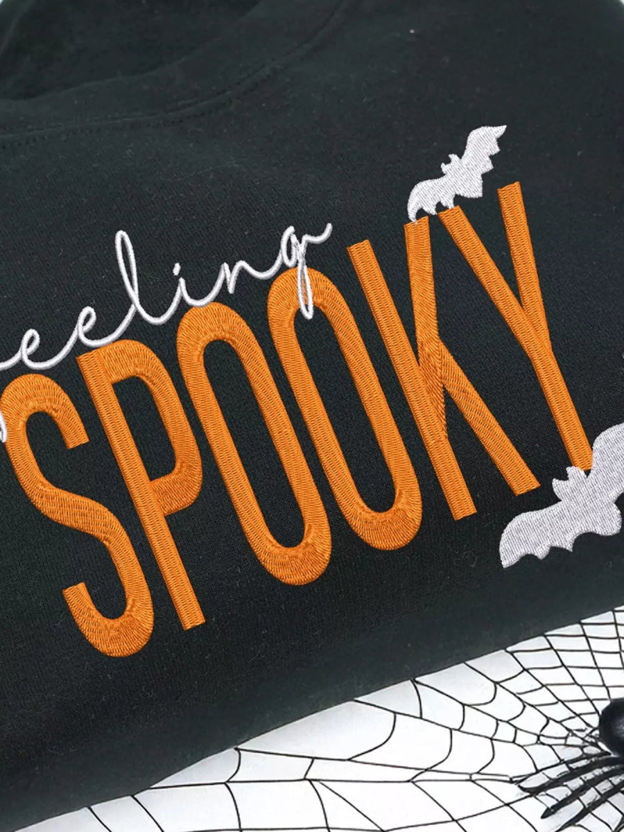 Feeling Spooky Halloween Embroidered Sweatshirt - CELIVINE