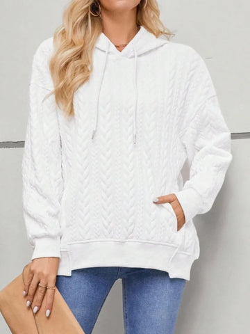 Drawstring Long Sleeve Hoodie with Pockets - CELIVINE