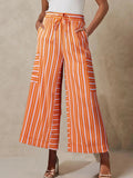 Contrast Striped Wide leg Pants - CELIVINE
