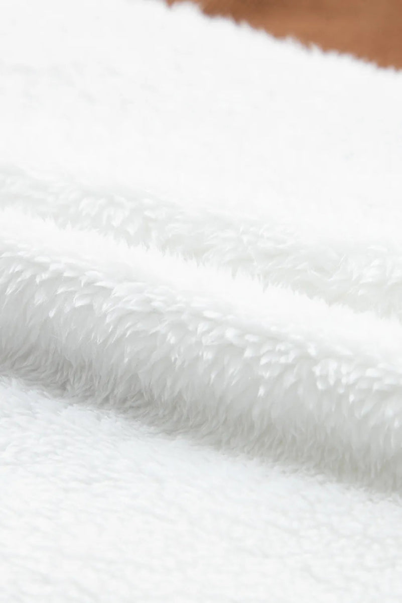 Corduroy Contrast Patchwork Fuzzy Jacket - CELIVINE