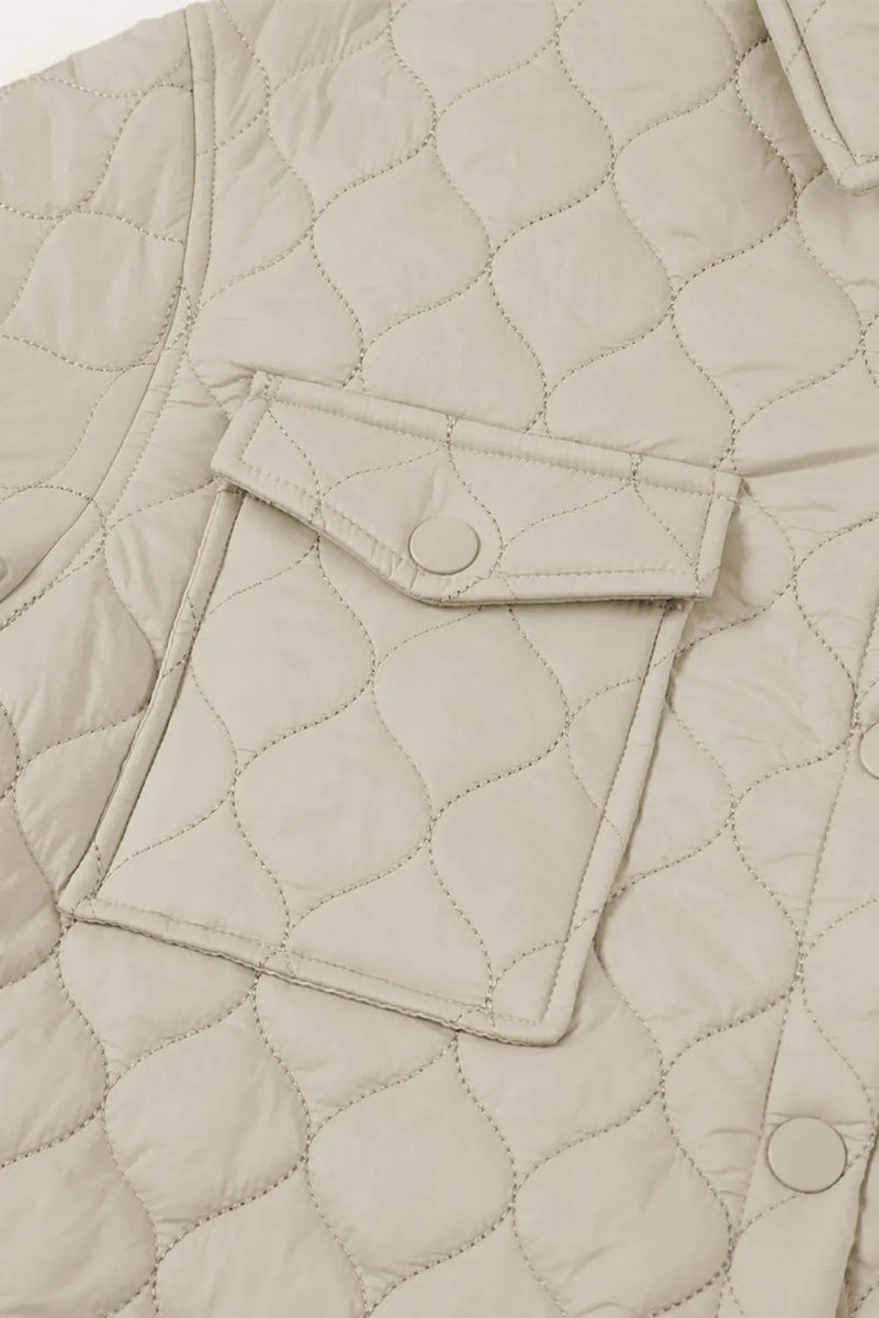 Snap Down Collared Winter Coat - CELIVINE