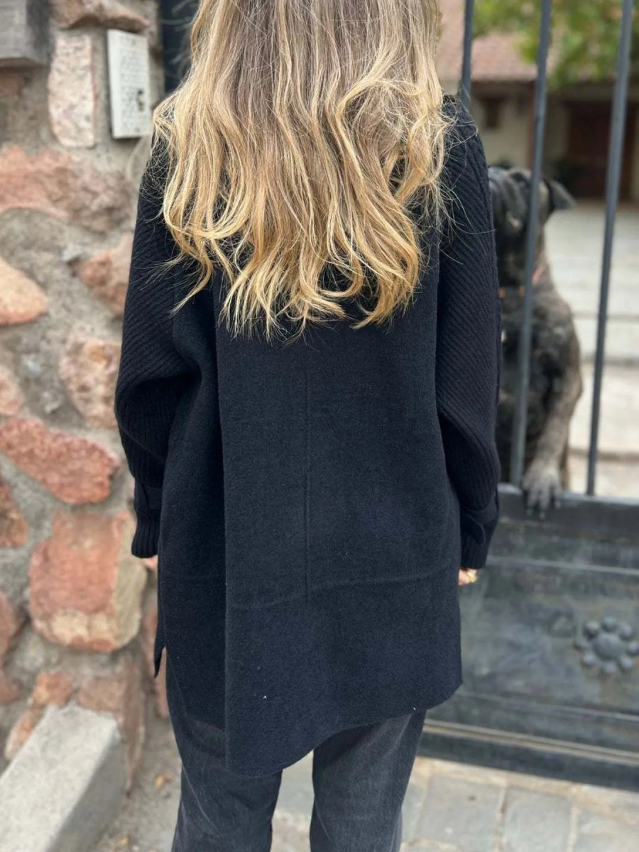 Full Size Texture Knit Longline Coat Plus Size - CELIVINE