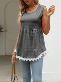 Lace Trim Sleeveless Babydoll Tank Top - CELIVINE