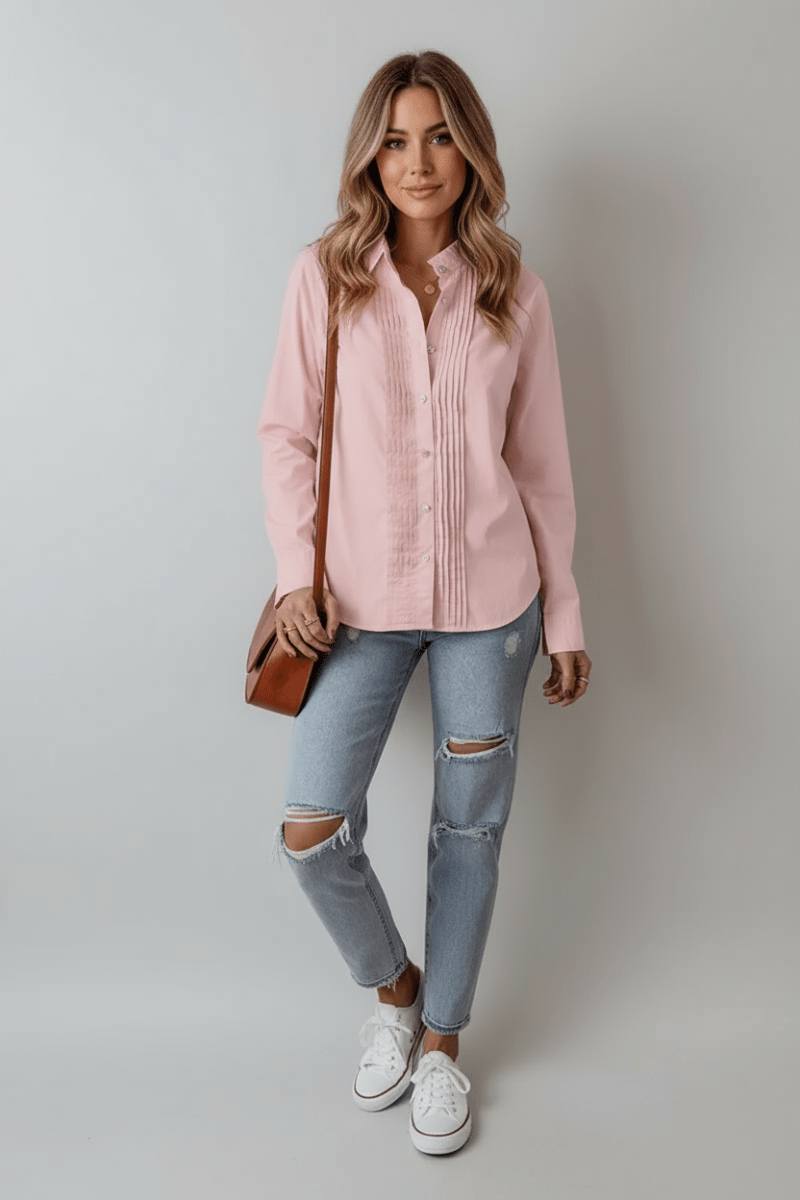 Button Up Long Sleeve Shirt - CELIVINE