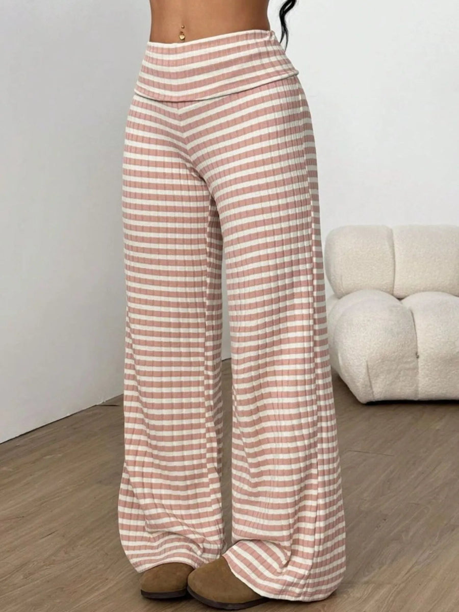 Striped Wide Leg Pants - CELIVINE