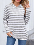Striped Dropped Shoulder Hoodie - CELIVINE