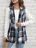Plaid Button Down Vest Coat - CELIVINE