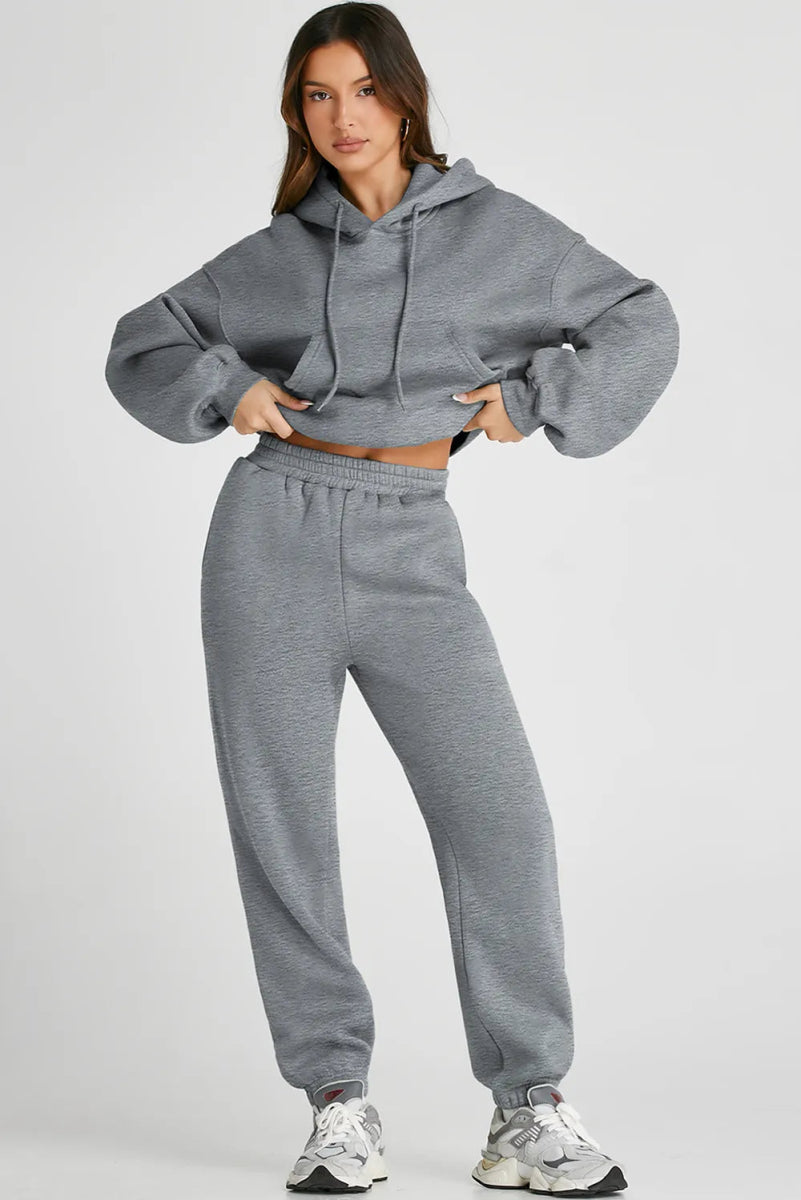 Dropped Shoulder Hooded Top and Pants Active Set - CELIVINE