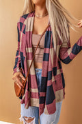 Plaid Open Front Cardigan - CELIVINE