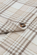 Plaid Removable Hood Button Up Shacket - CELIVINE