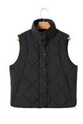 Snap Down Texture Vest Coat with Pockets - CELIVINE
