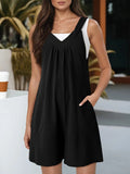 V - Neck Wide Strap Romper - CELIVINE