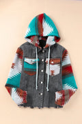 Drawstring Hooded Pocketed Denim Jacket - CELIVINE