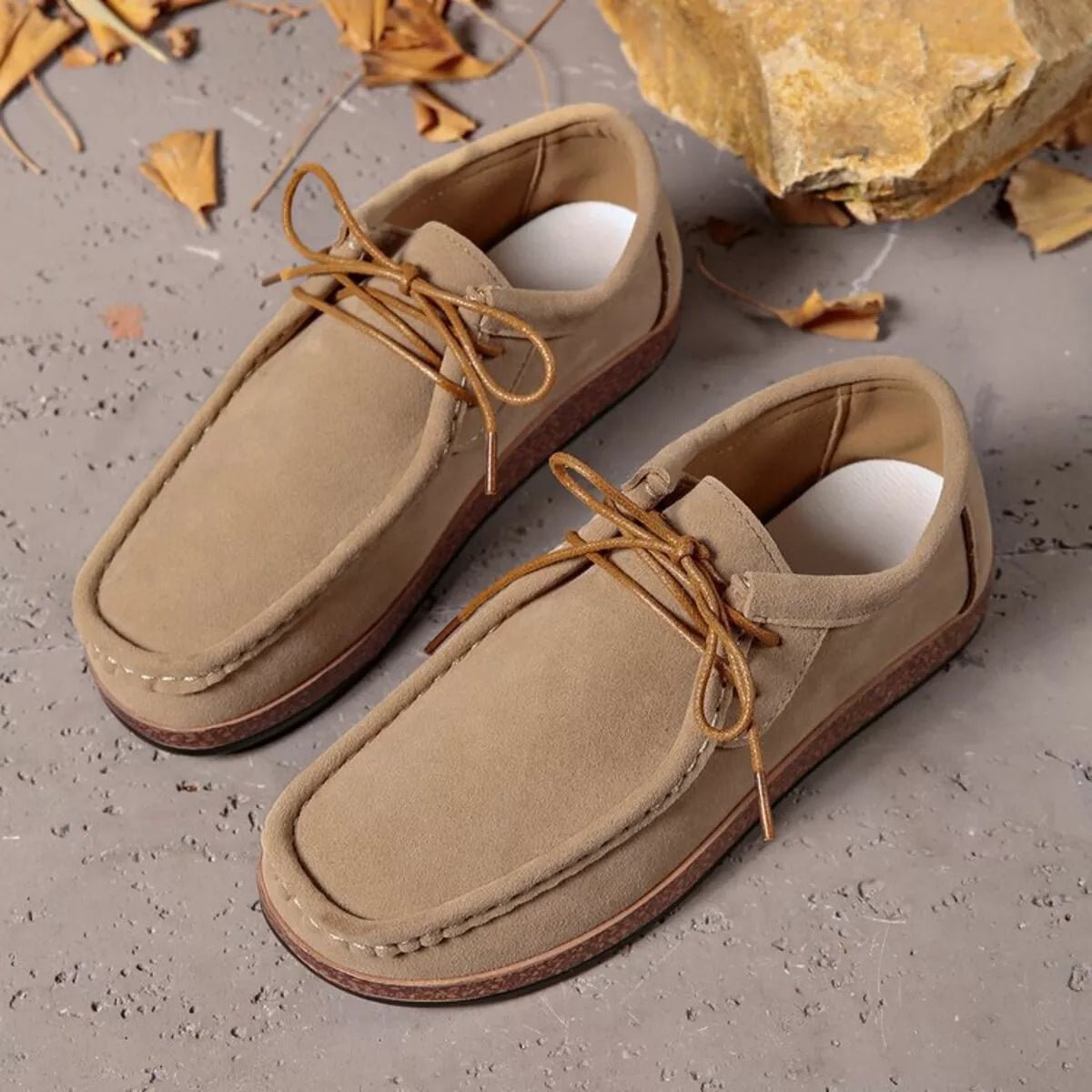 Round Toe Lace Up Loafers - CELIVINE