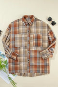 Plaid Snap Down Dropped Shoulder Shacket - CELIVINE