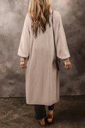 Pocketed Open Front Long Sleeve Cardigan - CELIVINE