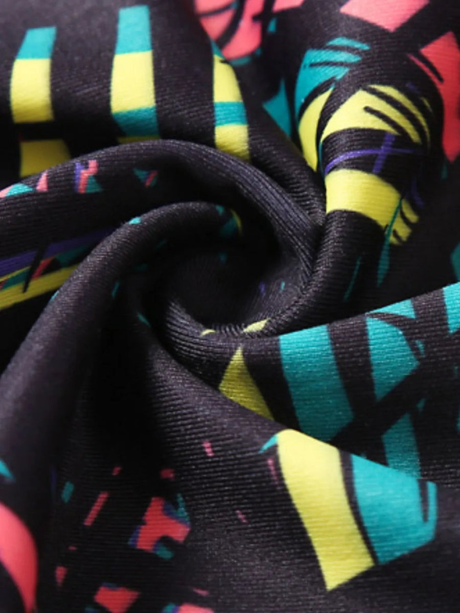 Printed Wide Waistband Active Leggings with Stirrups - CELIVINE