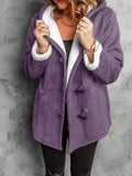 Full Size Cozy Sherpa Lined Toggle Coat with Hood Plus Size - CELIVINE