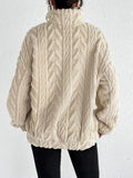 Fuzzy Quarter Zip Long Sleeve Sweatshirt - CELIVINE