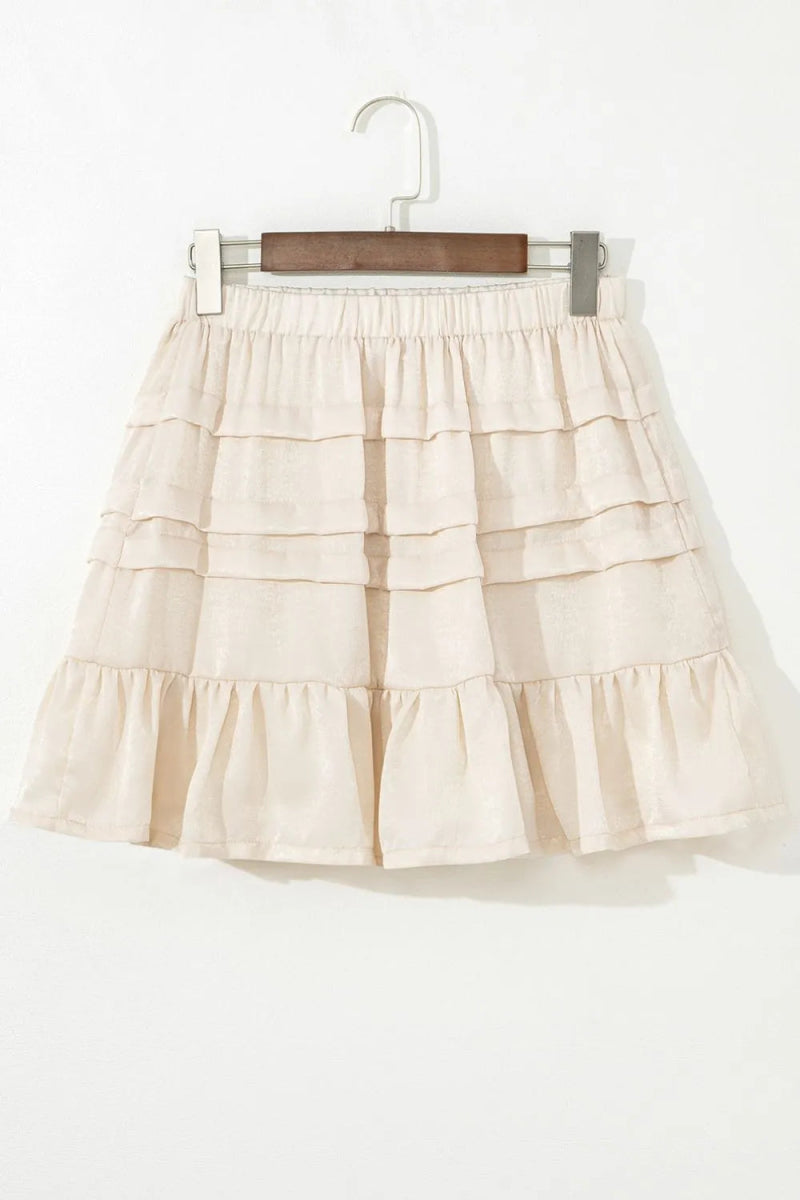 Ruffled Hemline Elastic Waist Mini Skirt - CELIVINE
