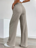 Texture Wide Leg Pants - CELIVINE