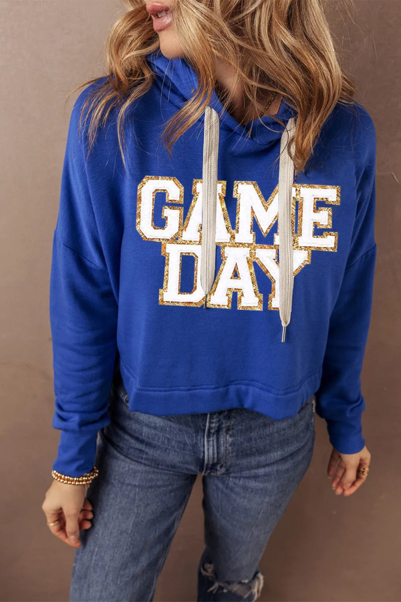 GAME DAY Drawstring Long Sleeve Hoodie - CELIVINE