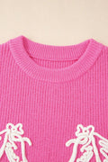 Western Horse Embroidered Round Neck Sweater - CELIVINE