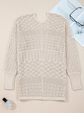 Hollowed Knit Open Front Cardigan - CELIVINE