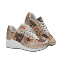 Geometric Lace Up Wedge Sneakers - CELIVINE