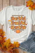 THANKFUL Round Neck Short Sleeve T-Shirt - CELIVINE
