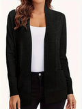 Open Front Long Sleeve Sweater Cardigan - CELIVINE