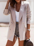 Double - Breasted Long Sleeve Blazer - CELIVINE