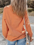 Halloween Sequined Pumpkin Ribbed Round Neck Sweatshirt - CELIVINE