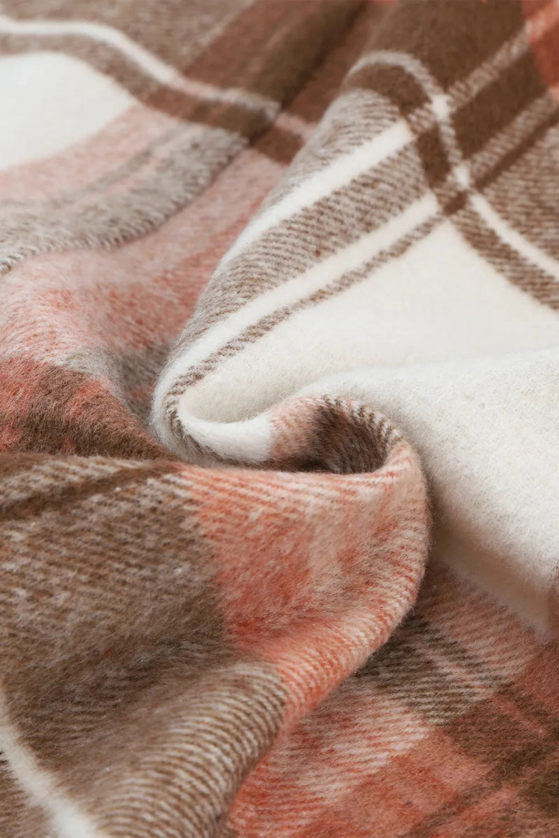 Pocketed Plaid Collared Neck Shacket - CELIVINE