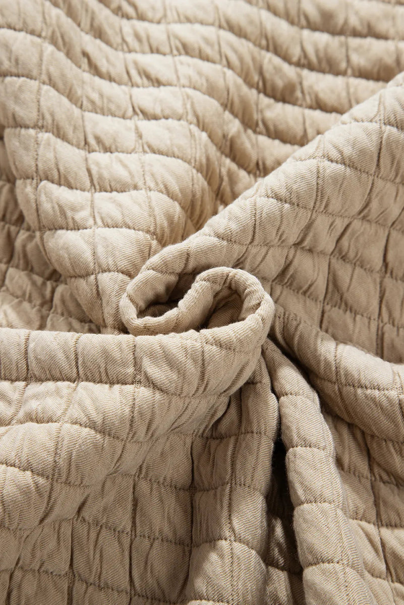 Exposed Seam Collared Neck Button Up Shacket - CELIVINE