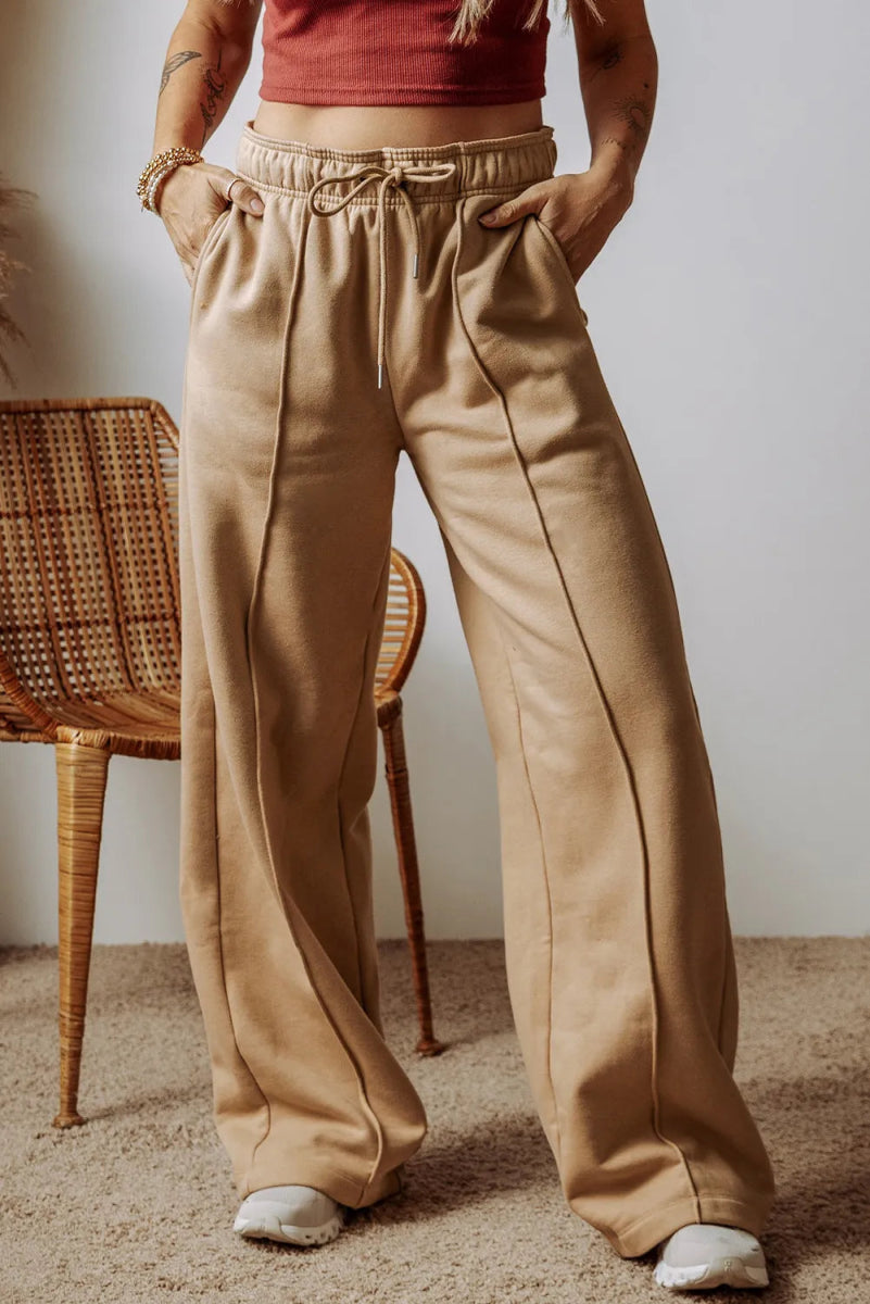 Drawstring Wide Leg Pants with Pockets - CELIVINE