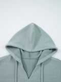 Ribbed Drop Shoulder Knit Hoodie - CELIVINE