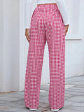 Plaid Wide Leg Casual Pants - CELIVINE