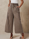 Contrast Striped Wide leg Pants - CELIVINE
