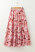 Tiered Printed Elastic Waist Skirt - CELIVINE