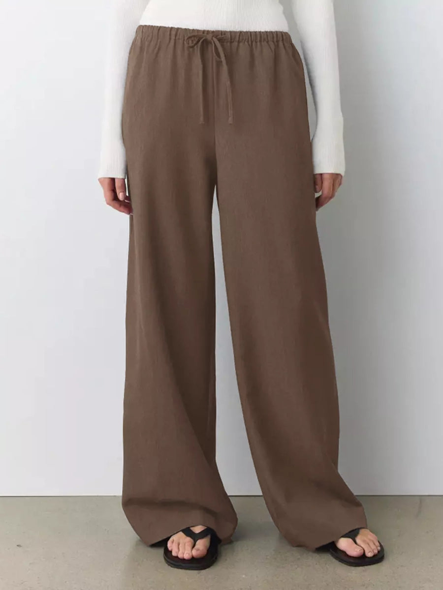 Wide Leg Drawstring Pants - CELIVINE