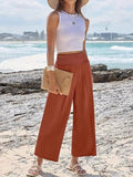 Wide Leg Smocked High Waist Pants - CELIVINE