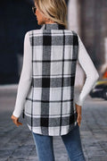 Plaid Button Up Vest Coat - CELIVINE